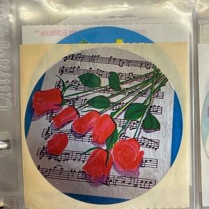 FOIL Lisa Frank HTF 80s roses/sheet music sticker